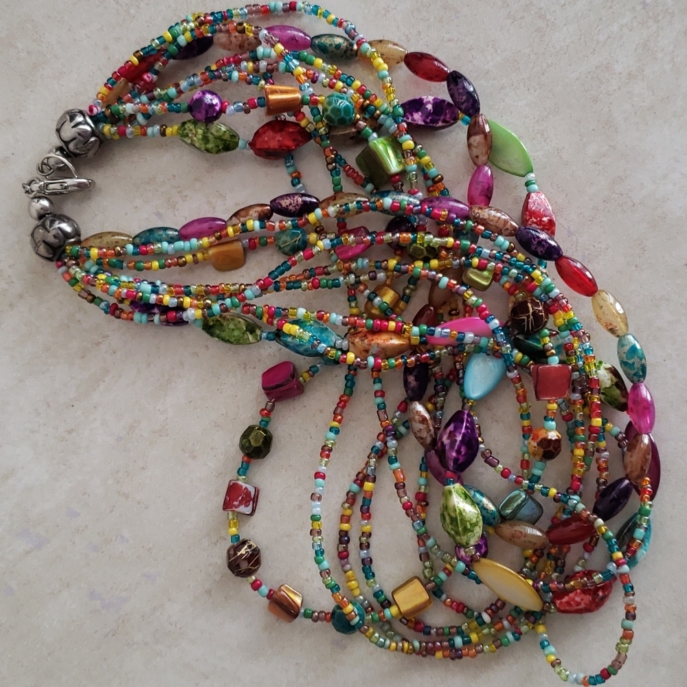 Necklace MultiColor Multi Strand - Picture 3 of 4